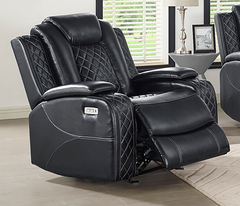 New Classic Furniture Orion Glider Recliner with Power Headrest and Footrest in Black U1769-13P2-BLK image