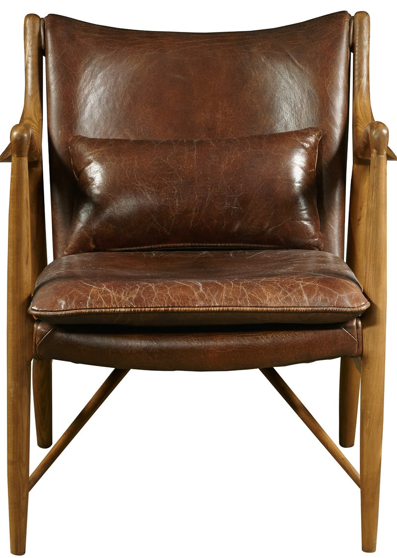 Pulaski Mid-Century Modern Wood and Leather Accent Chair in Brandy Brown P006201 image