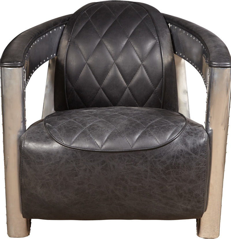 Pulaski Riveted Leather Aviation Arm Chair in Charcoal Black P006207 image