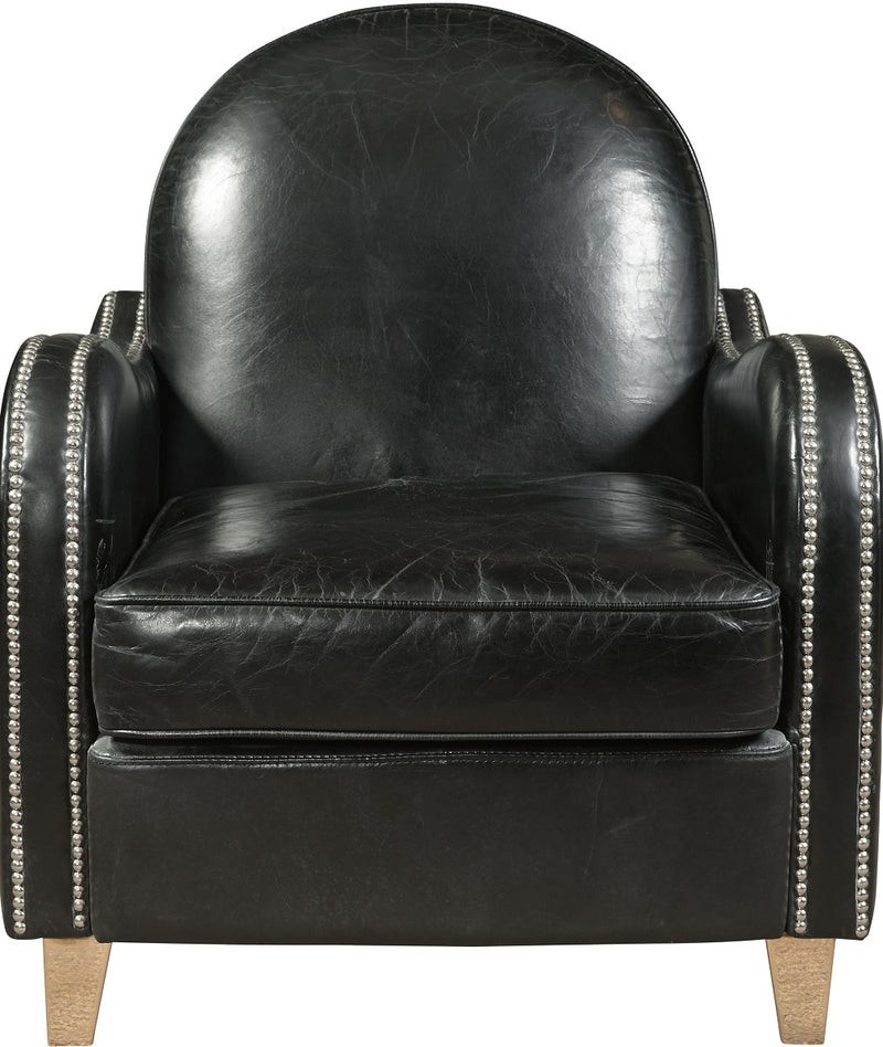 Pulaski Curved Black Leather Accent Chair P006302 image