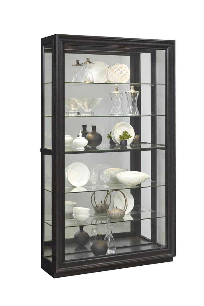 Pulaski Framed Sliding Door 5 Shelf Curio Cabinet in Dark Brown P021553 image