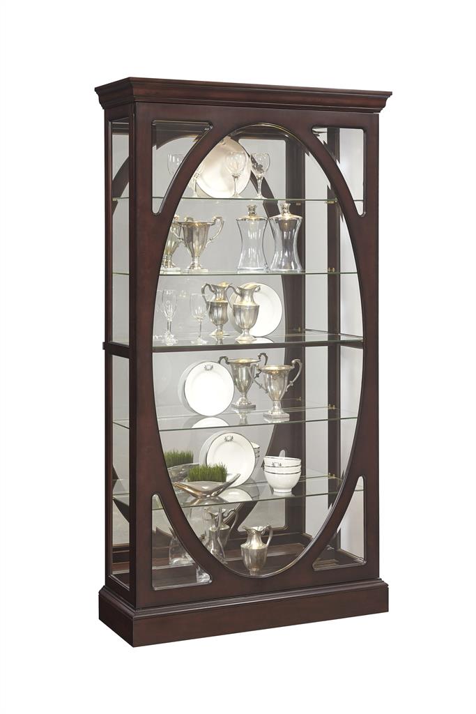 Pulaski Oval-Framed Sliding 5 Shelf Curio Cabinet in Sable Brown P021569 image