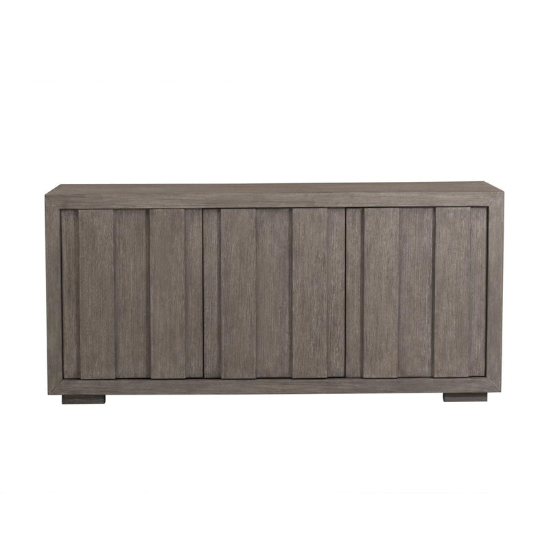 Pulaski Rustic Plank Front 3 Door Storage Console in Weathered Brown D233-100 image