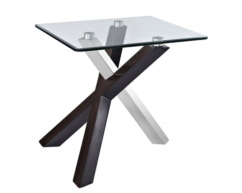Magnussen Furniture Verge Rectangular End Table in Deep Espresso and Stainless Steel T2775-03 image
