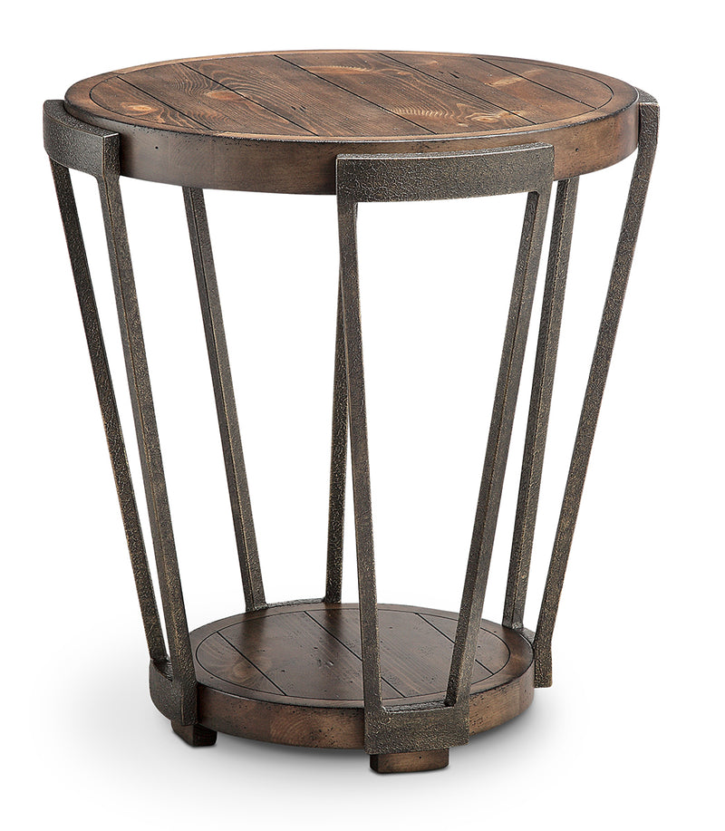 Magnussen Yukon Round End Table in Bourbon and Aged Iron T4405-05 image