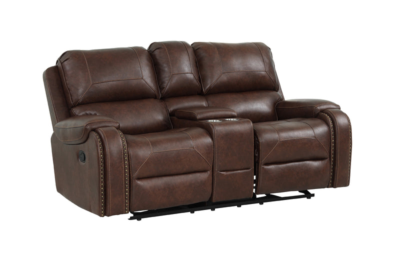 New Classic Furniture Taos Glider Console Loveseat with Power Footrest in Caramel U4229-25P1-CAR image