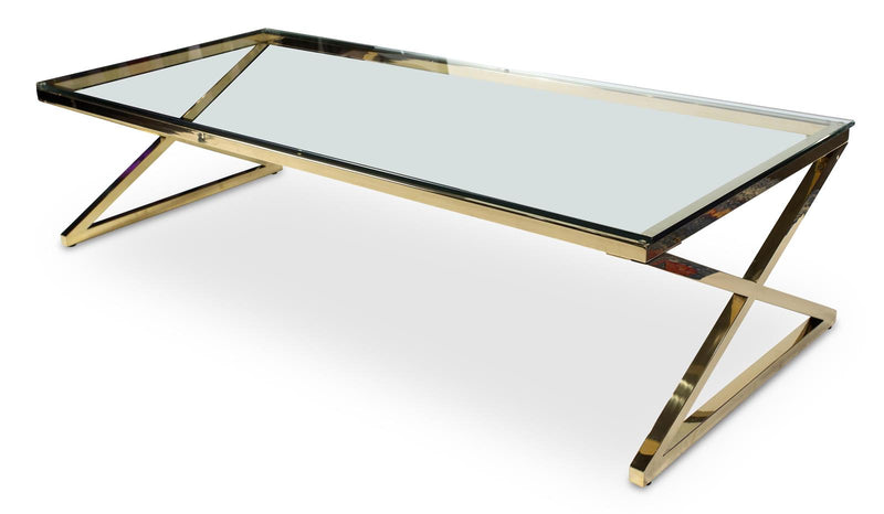 Aico Trance Stacy Rectangular Cocktail Table with Brass Legs TR-STACY201B image
