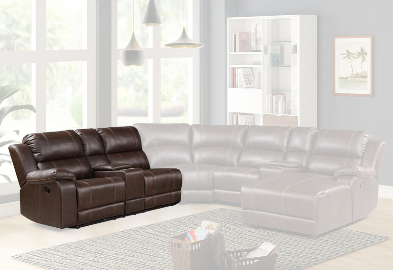 New Classic Rivers LAF Console Loveseat with 2 Recliner with Power Footrest in Brown U2212-25LP1-BRN image