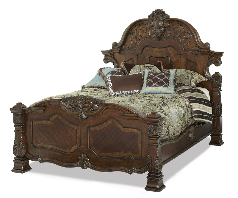AICO Windsor Court King Mansion Bed in Vintage Fruitwood finish image