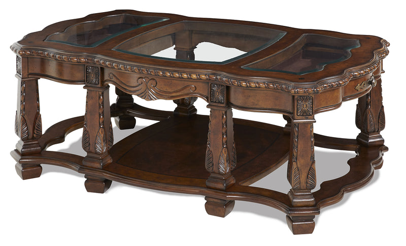 AICO Windsor Court Rectangular Cocktail Table in Vintage Fruitwood 70201-54 image