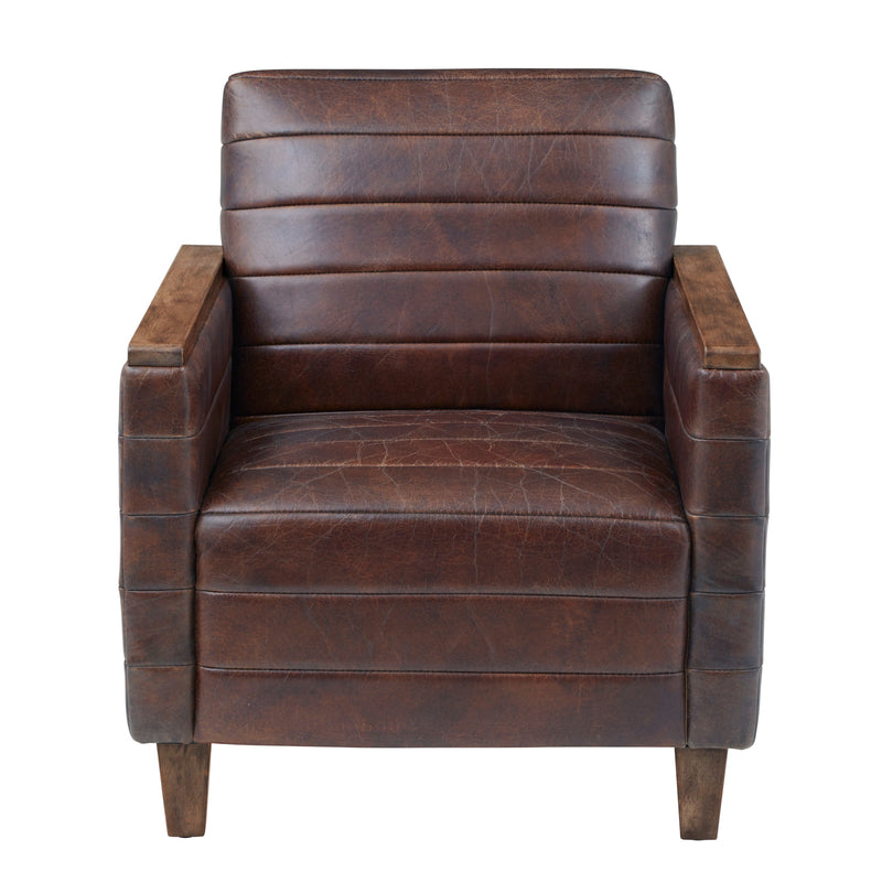 Pulaski Wood Capped Arm Leather Lounge Chair DS-D229-706 image
